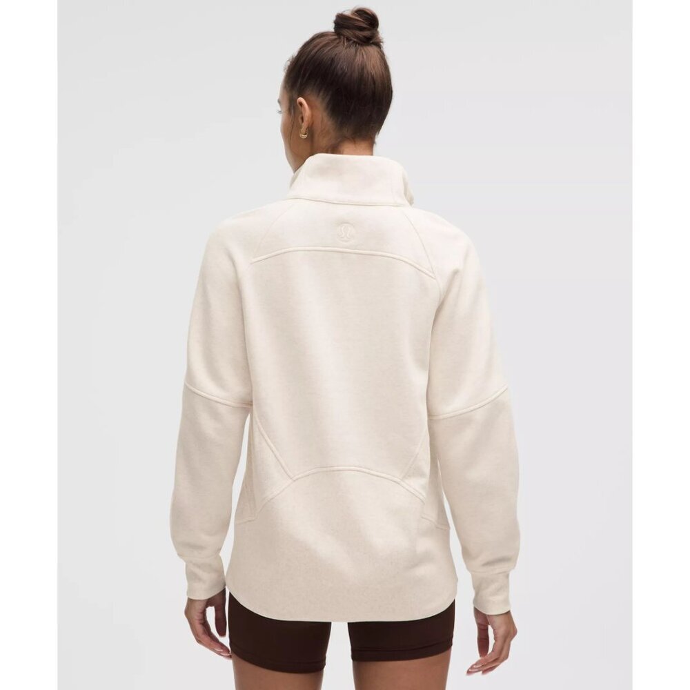 Scuba Oversized Funnel-Neck Half Zip Long - Heathered Light Ivory/Gold - Picture 3 of 4